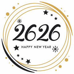 Minimalist Happy New Year 2026 Greeting Card D