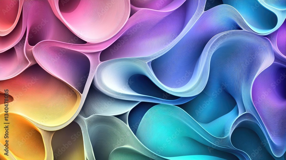 Poster colorful abstract waves with vibrant textures and smooth gradients in a fluid design