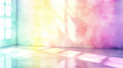 Colorful Wall In A Modern Room With Soft Lighting Effects and Shadows