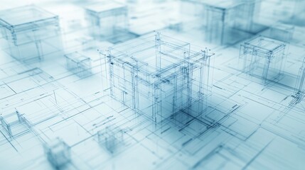 Abstract digital architecture, futuristic city, transparent grid, background, possible use for technology, architecture, design, or concept visualization