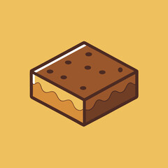 Chocolate Cake Slice Vector Illustration
