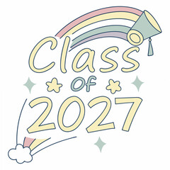 Colorful Handwritten Class of 2027 Vector