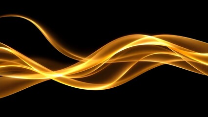 Golden Abstract Waves Against a Black Canvas – Luxurious Flowing Elegance in Motion