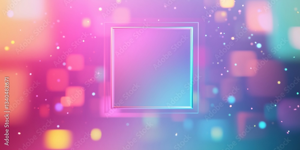 Poster colorful abstract background with glowing frame and soft bokeh effects