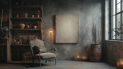 Blank Canvas in Minimalist Concrete Room