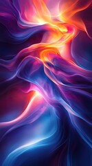 Naklejka premium Colorful abstract swirl of vibrant hues creating a dynamic flow and energy at dusk in a digital artwork