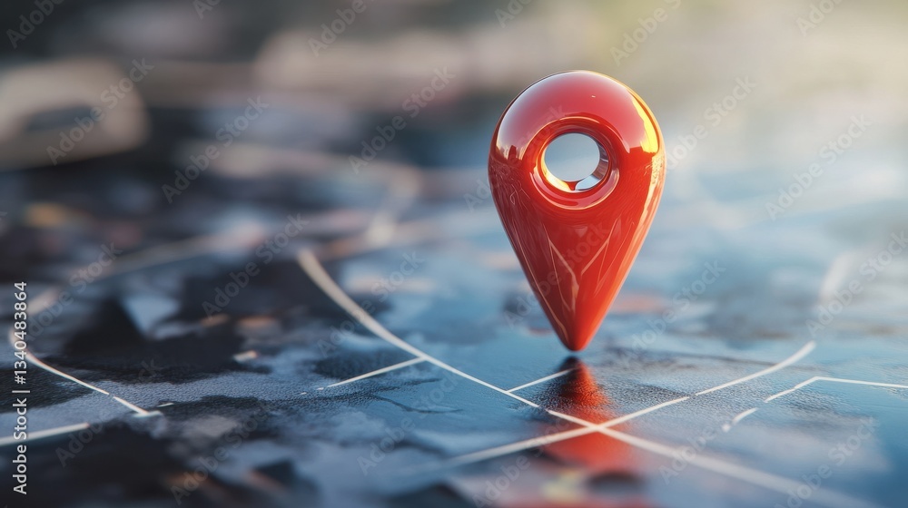 Poster a shiny red pin for pinning the location of the delivery or telling the location of the coordinates,