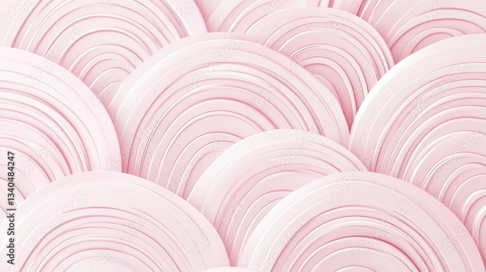 Poster abstract pink wave pattern with layered circular shapes for modern design