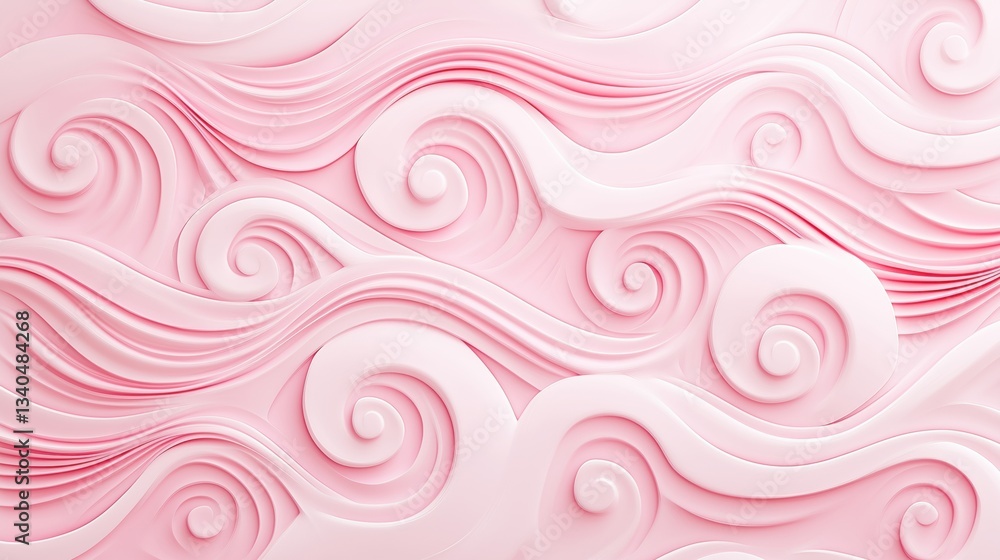 Poster abstract pink waves with swirling patterns and smooth textures for artistic backgrounds