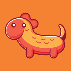 Cartoon Dog Character Vector Illustration, A vector illustration of a cute cartoon dog character with orange and yellow colors, set against an orange background.  
