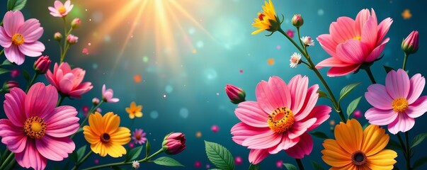 Fototapeta premium Vibrant colors and floral elements for a fresh and eye-catching look, stylish, nature