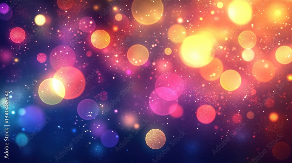 Poster abstract colorful bokeh background with vibrant lights and glowing circles.