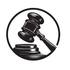 Gavel vector silhouette. Judge gavel vector logo, icon, sign.