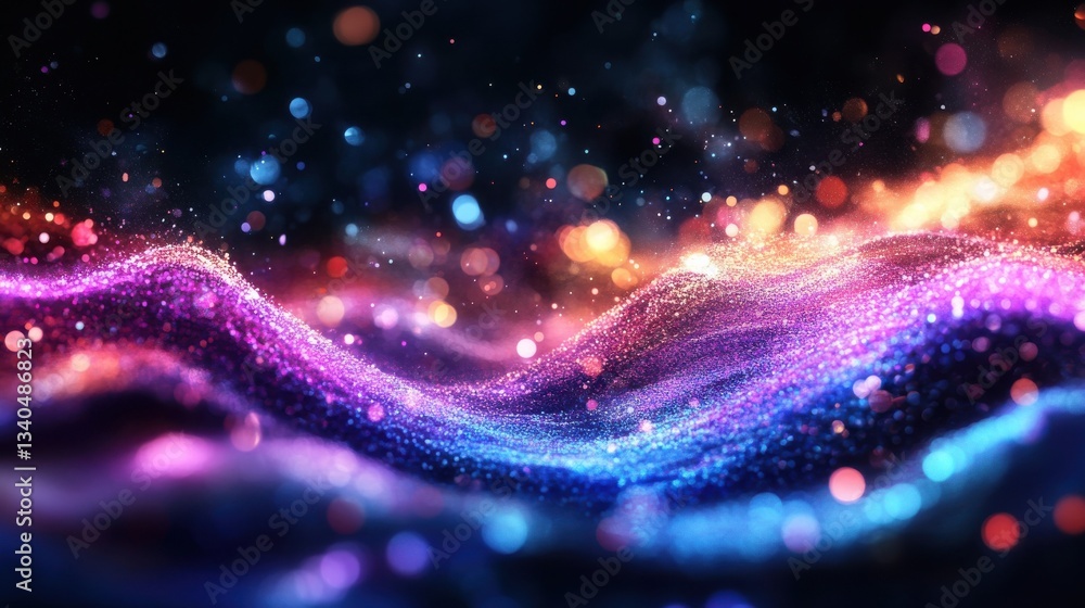 Poster abstract colorful sparkling wave bokeh lights wide-angle