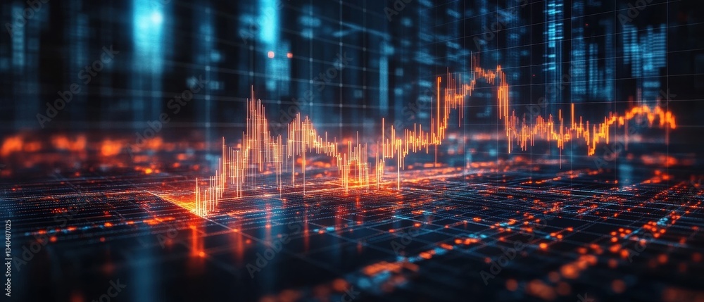 Poster digital currency finance concept with ai technology and abstract data graph