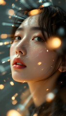 Fototapeta premium ファンタジーストーリー（モノクロームに刻まれた、一瞬のモノローグ—静寂の中で紡がれる女性の想い）