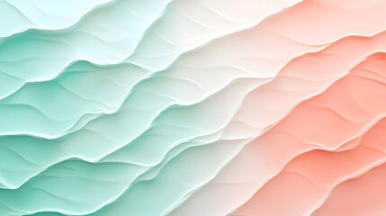 Abstract pastel background with mint green and coral waves texture for calming and soothing mood