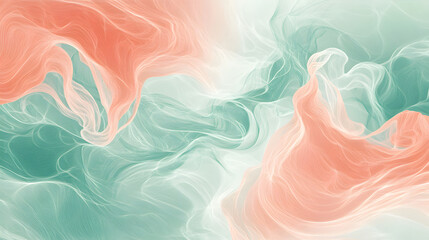Abstract smoke background in teal and salmon calming modern texture