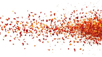 Spicy chili red pepper flakes flying, chopped