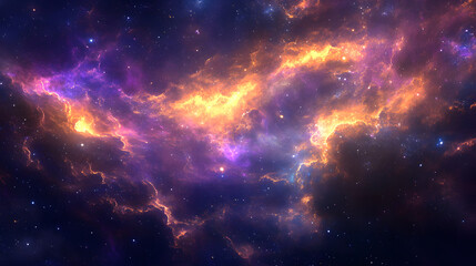 Vibrant Nebula in Deep Space Cosmic Galaxy Background