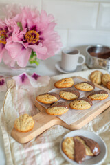 Traditional food baked french cookies madeleine 