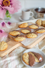 Traditional food baked french cookies madeleine 