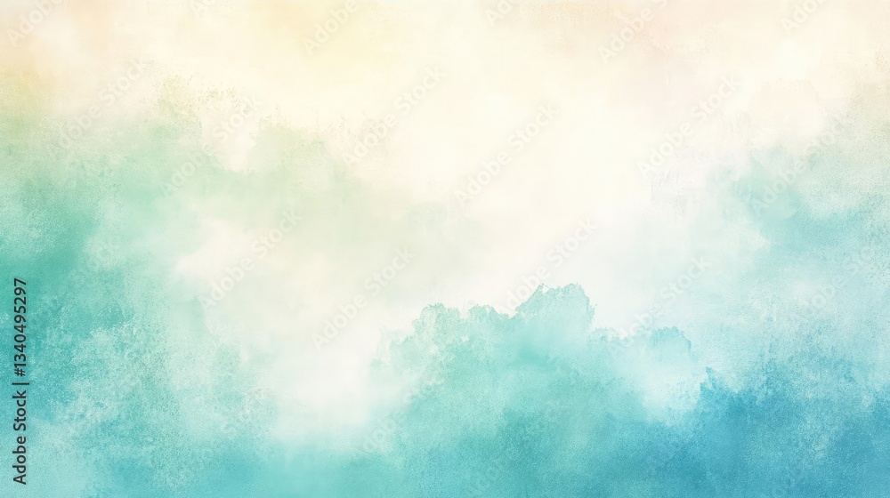 Poster soft abstract texture with gradient colors and hazy clouds in tranquil blue and gold tones