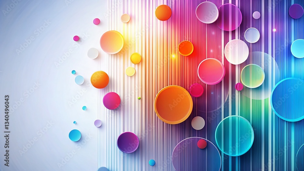 Poster modern abstract white background with circles and vertical lines - minimalist design stock photo