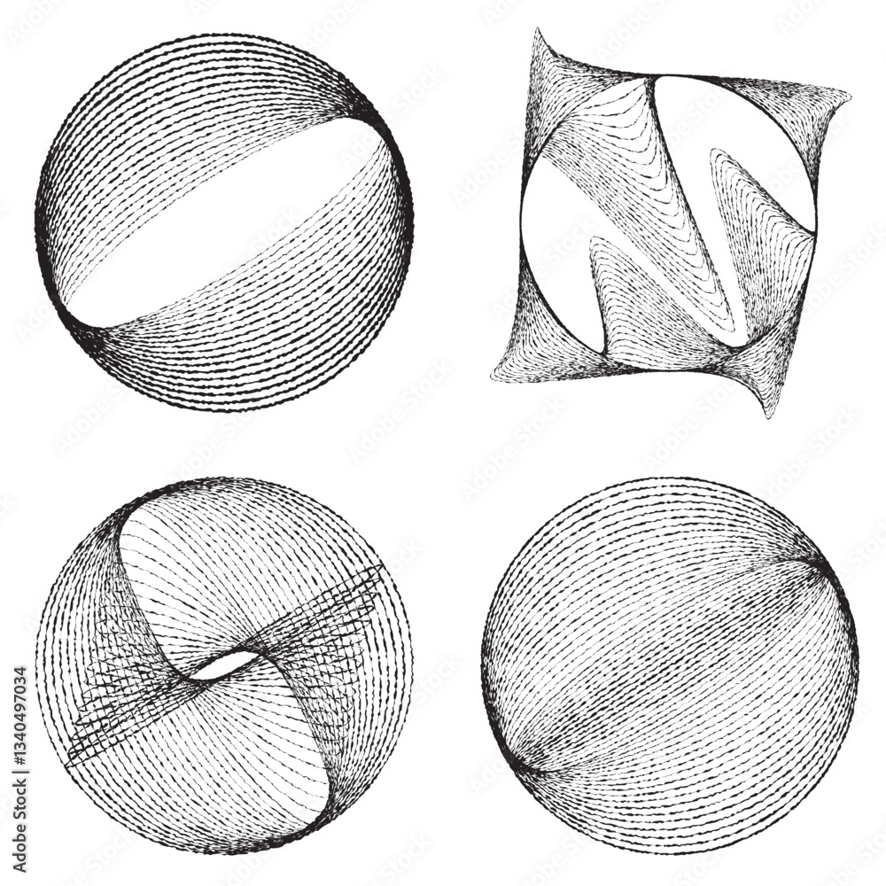 Fototapete rough lines in circle form . rotate rounded shape vector illustration .rotating circles form a ring.