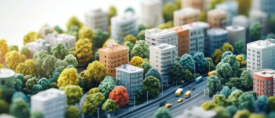 Smart City Landscape with Greenery and Smart Traffic Management Solutions