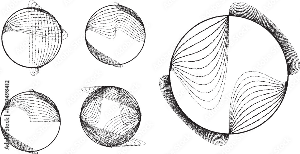 Fototapete rough lines in circle form . rotate rounded shape vector illustration .rotating circles form a ring.