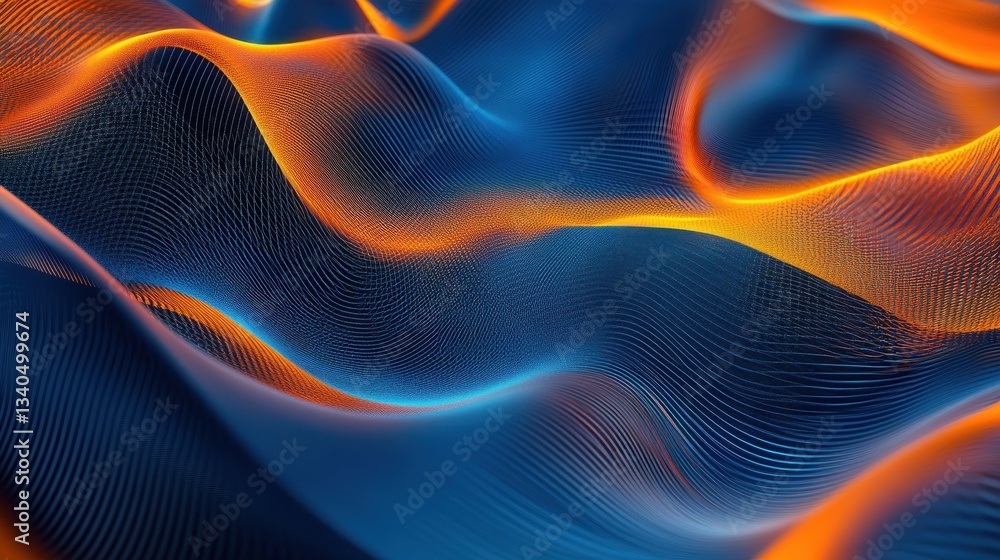 Poster abstract blue and orange background with lines - generative ai