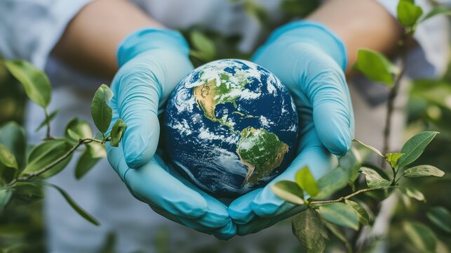 A person is holding a globe in their hands