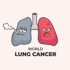 Smoker lungs cartoon illustrations suitable for world lung cancer day