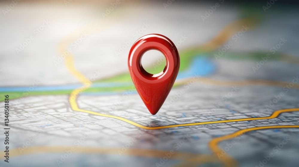 Poster map pointer with pin, gps address illustration