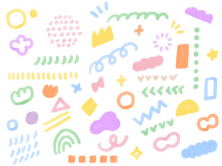 手描きあしらいセット　幾何学模様　水彩　パターン