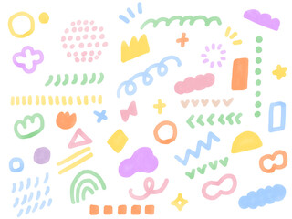 手描きあしらいセット　幾何学模様　水彩　　パターン