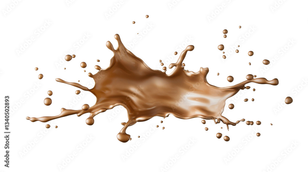 Poster liquid chocolate splashing and making a crown shape on transparent background
