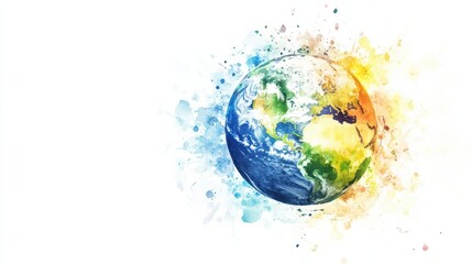 Earth day concept on white background, World environment day. Generative Ai illustration