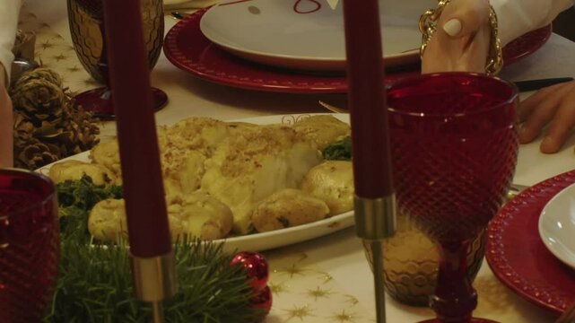 Traditional Portuguese codfish dish elegantly served at a candlelit dinner table