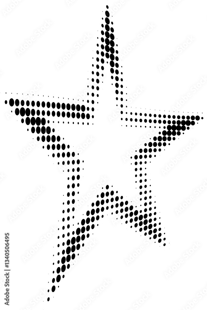 Sticker abstract star shaped frame created with halftone dots, adding a dynamic and creative touch to visual