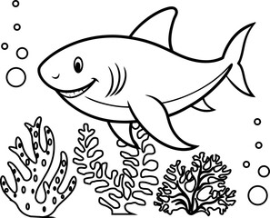Fototapeta premium Bull Shark Coloring Page for Kids