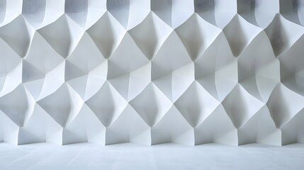 Geometric white paper background with folded diamond shapes present