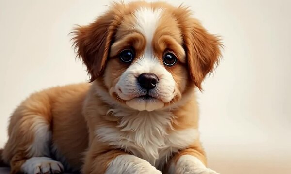 Playful Cavapoo Puppy Lying on a Soft Surface Looking Adorable