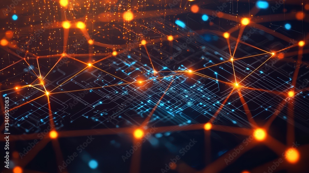 Poster digital network: the intricate, interconnected web of a digital network comes alive in a mesmerizing