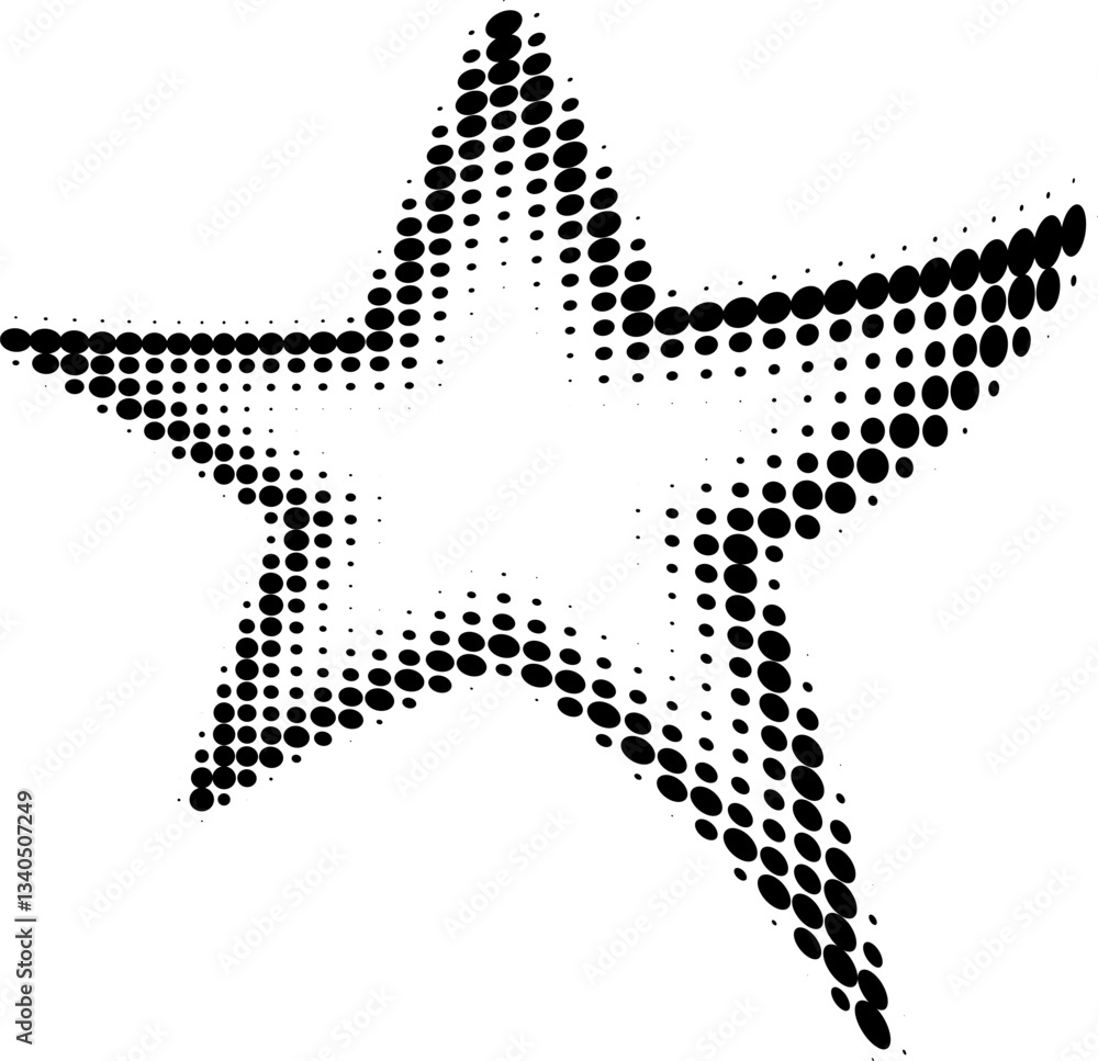 Sticker abstract star shaped frame created with halftone dots, adding a dynamic and creative touch to visual