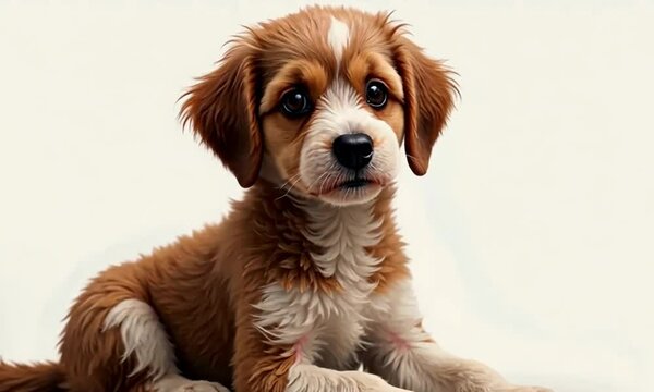Playful Cavapoo Puppy Lying on a Soft Surface Looking Adorable