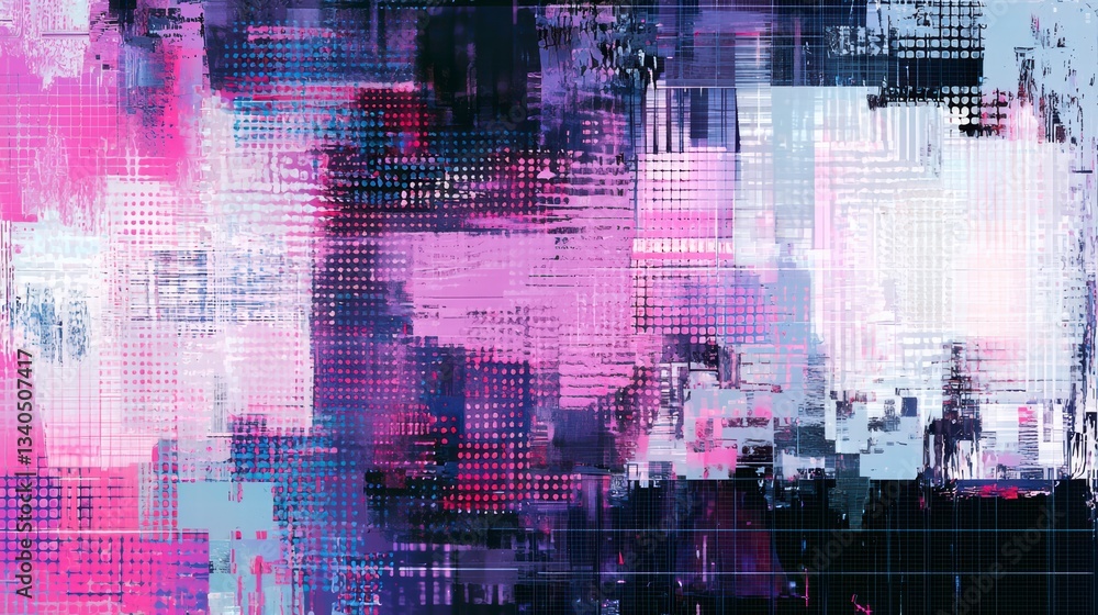 Poster digital abstract: a visually complex composition that seamlessly blends the tangible and the intangi
