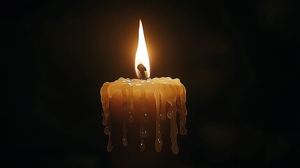 Single candle flame in dark room, simple light source, potential use as background for meditation or contemplation