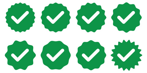 Set of different green checkmark icon vector illustration isolated on white background. © Oliver Vandenberg